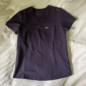 Figs Catarina One Pocket Scrub Top Size XS Purple Shadow
